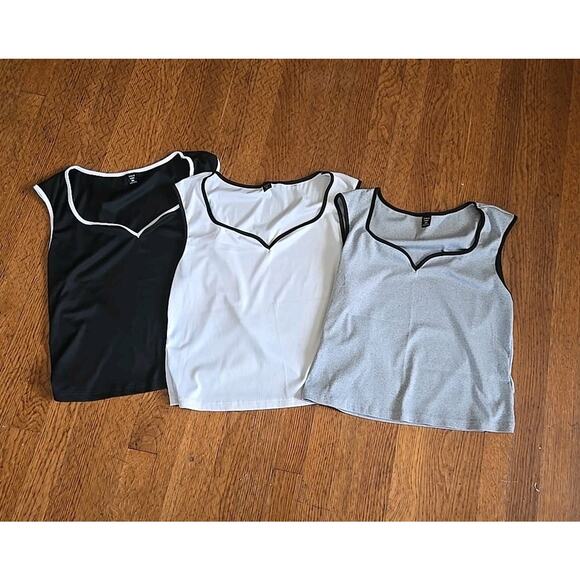 Shein Curve Lot of 3 Sleeveless Shirts 2XL Runs Small Cropped Style Minimalist - Picture 1 of 10
